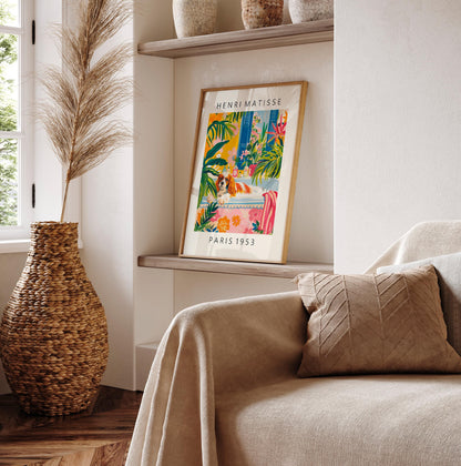 Matisse Style Cavalier King Charles Spaniel Art Print: Funny Bathroom Decor