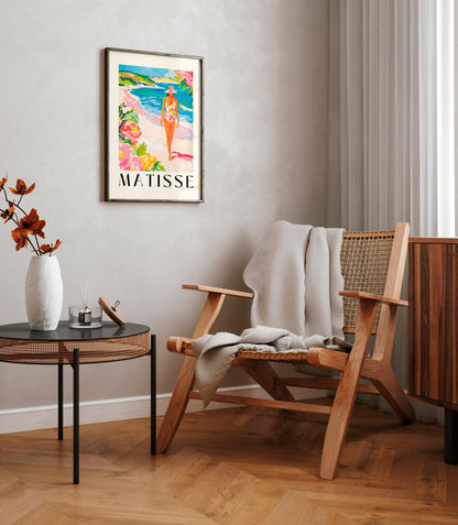 Henri Matisse Art Print: Woman on Beach, Pink Summer Decor