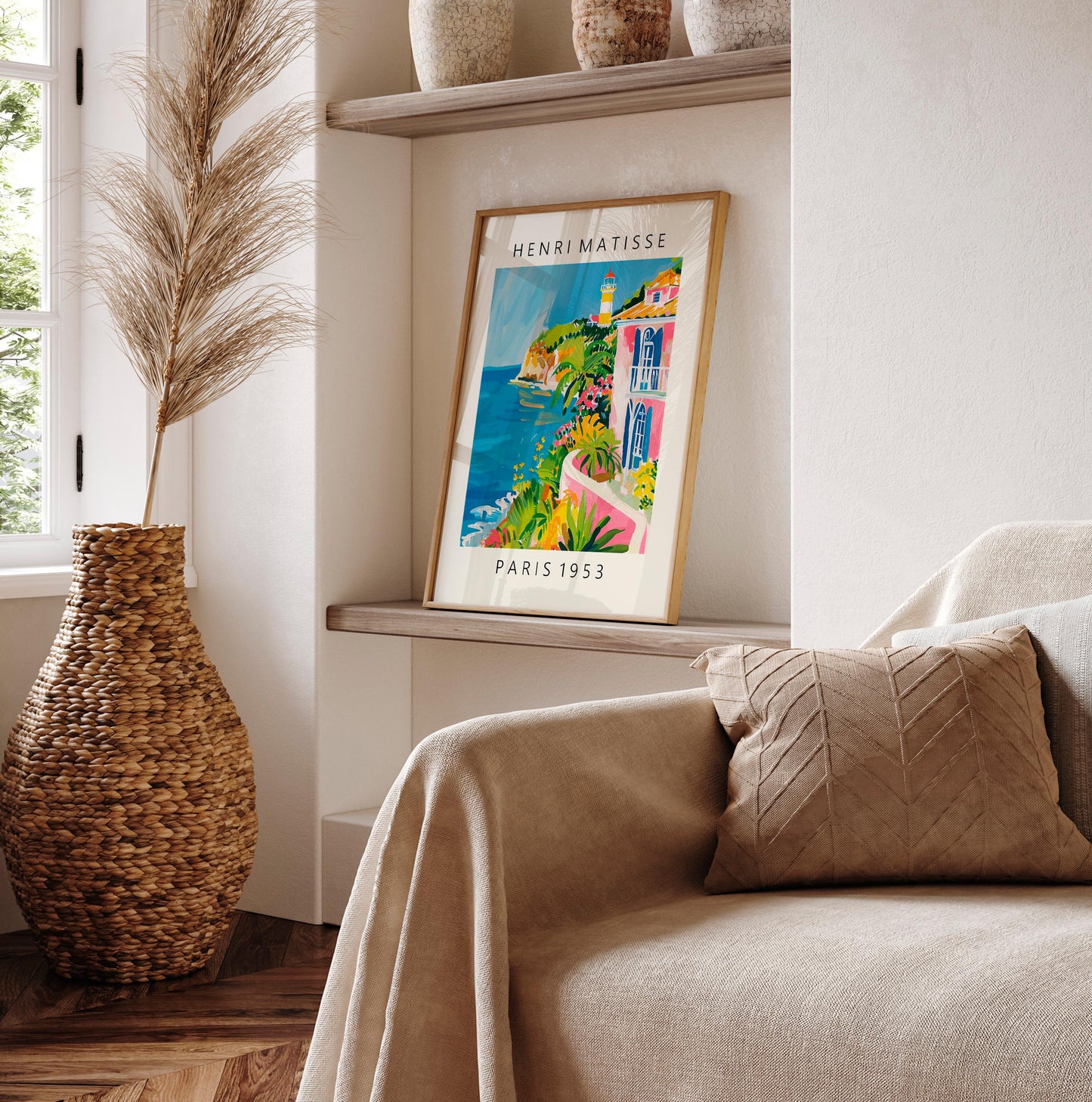 Henri Matisse Lighthouse Print: Pink Beachy Mid-Century Modern Wall Art
