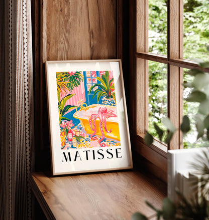 Matisse Octopus Bathroom Art Print: Pink Tropical Maximalism Style