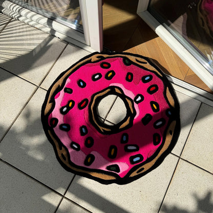 Handmade Tufted Pink Donut Rug - Perfect Gift for Friends, Girlfriends, Kids, Colleagues and Cartoon Fans