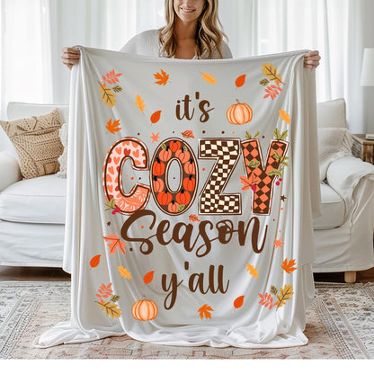 Cute Fall Throw Blanket, Cozy Season Throw Blanket, Fall Home Decor, Gift for Her, Fall Cozy Blanket, Cozy Season Blanket