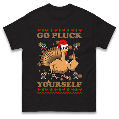 Go Pluck Yourself Funny Christmas Jumper, rude christmas turkey t shirt, christmas hoodie