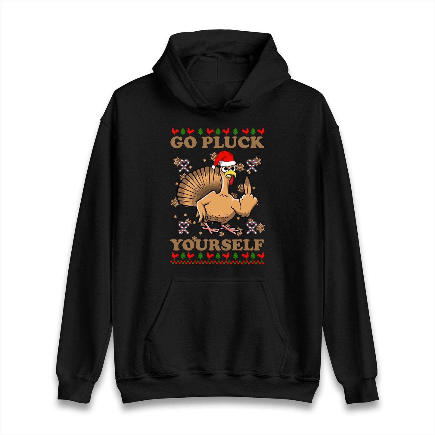 Go Pluck Yourself Funny Christmas Jumper, rude christmas turkey t shirt, christmas hoodie