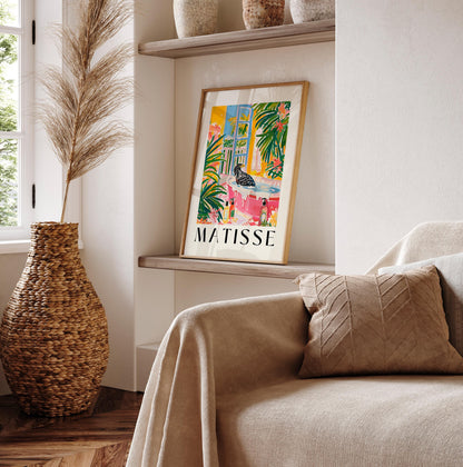Eagle in Bathtub Art Print: Pink Maximalist Bathroom Wall Decor