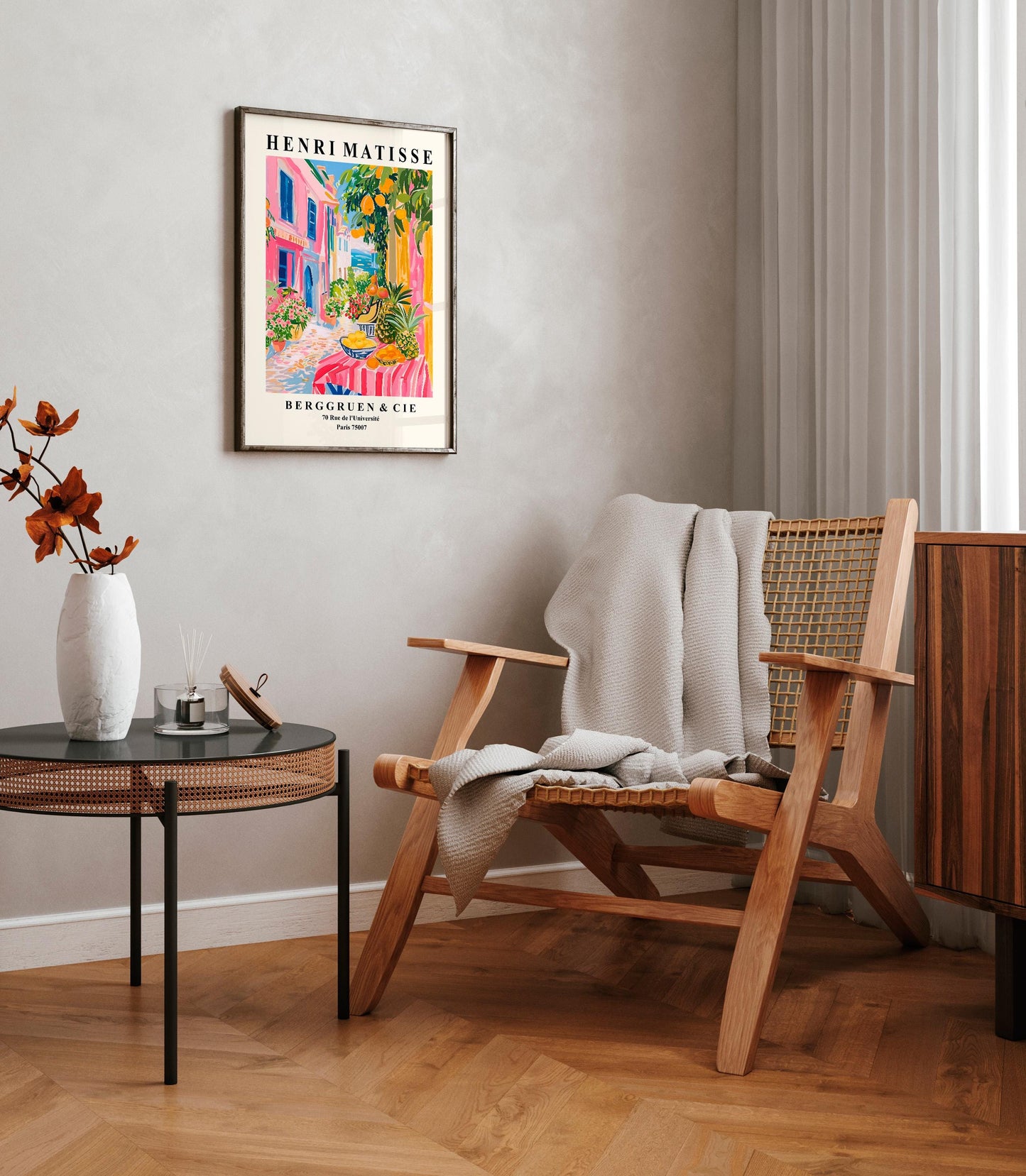 Mid century fruit market wall art, Henri Matisse print, Maximalist poster, Pink dopamine decor