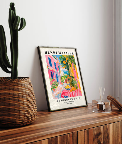 Mid century fruit market wall art, Henri Matisse print, Maximalist poster, Pink dopamine decor