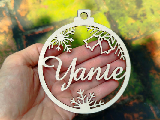 Custom Name Christmas Baubles, Personalized Christmas Ornaments With Name,Wooden Ornament Home Decor,Laser Cut Names Ornaments, Gift Tags