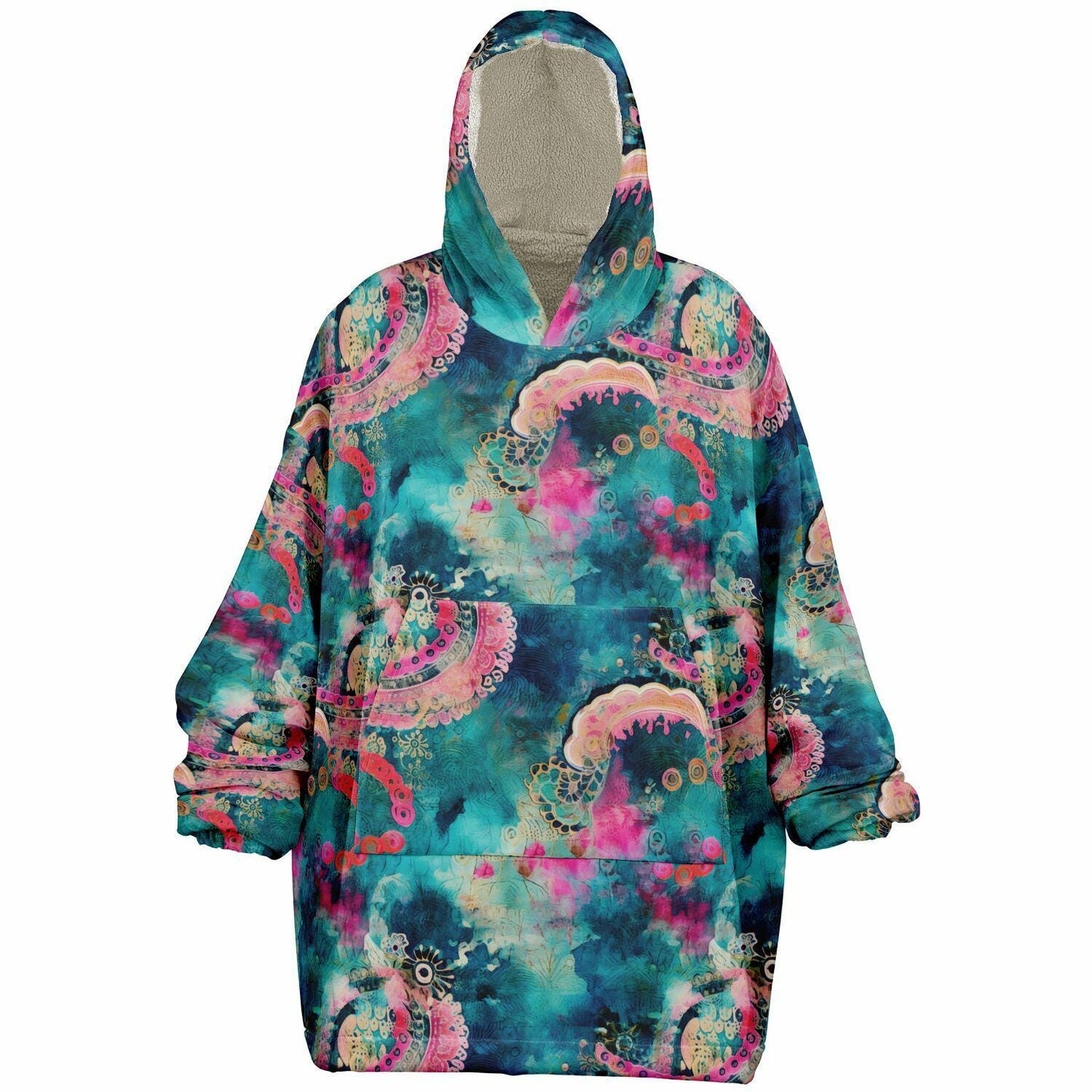 Unisex Vivid Colors All Over Print Snug Hoodie,Printed Hooded Blanket,Blanket Sleeves,Lounge Wear,Unique,Novelty Gifts,Fun Christmas Gift