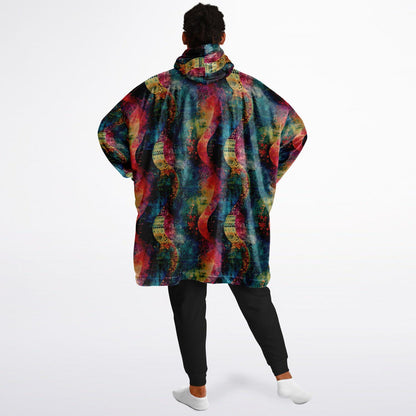 Unisex Psychedelic Rainbow All Over Print Snug Hoodie,Printed Hooded Blanket,Blanket Sleeves,Lounge Wear,Unique,Novelty Gifts,Christmas Gift