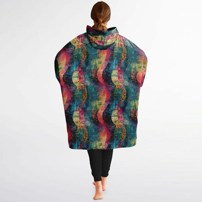 Unisex Psychedelic Rainbow All Over Print Snug Hoodie,Printed Hooded Blanket,Blanket Sleeves,Lounge Wear,Unique,Novelty Gifts,Christmas Gift