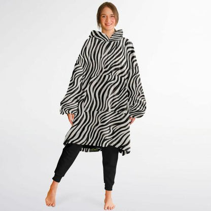 Unisex Cute y2k Zebra Print Snug Hoodie,Printed Hooded Blanket with Sleeves,Lounge Wear,All Over Print Hoodie, Birthday Gift,Christmas Gifts