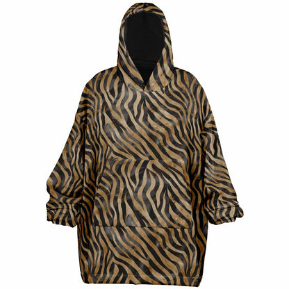 Unisex Cute y2k Brown Zebra Print Snug Hoodie,Printed Hooded Blanket with Sleeves,Lounge Wear,All Over Print Hoodie, Birthday Christmas Gift