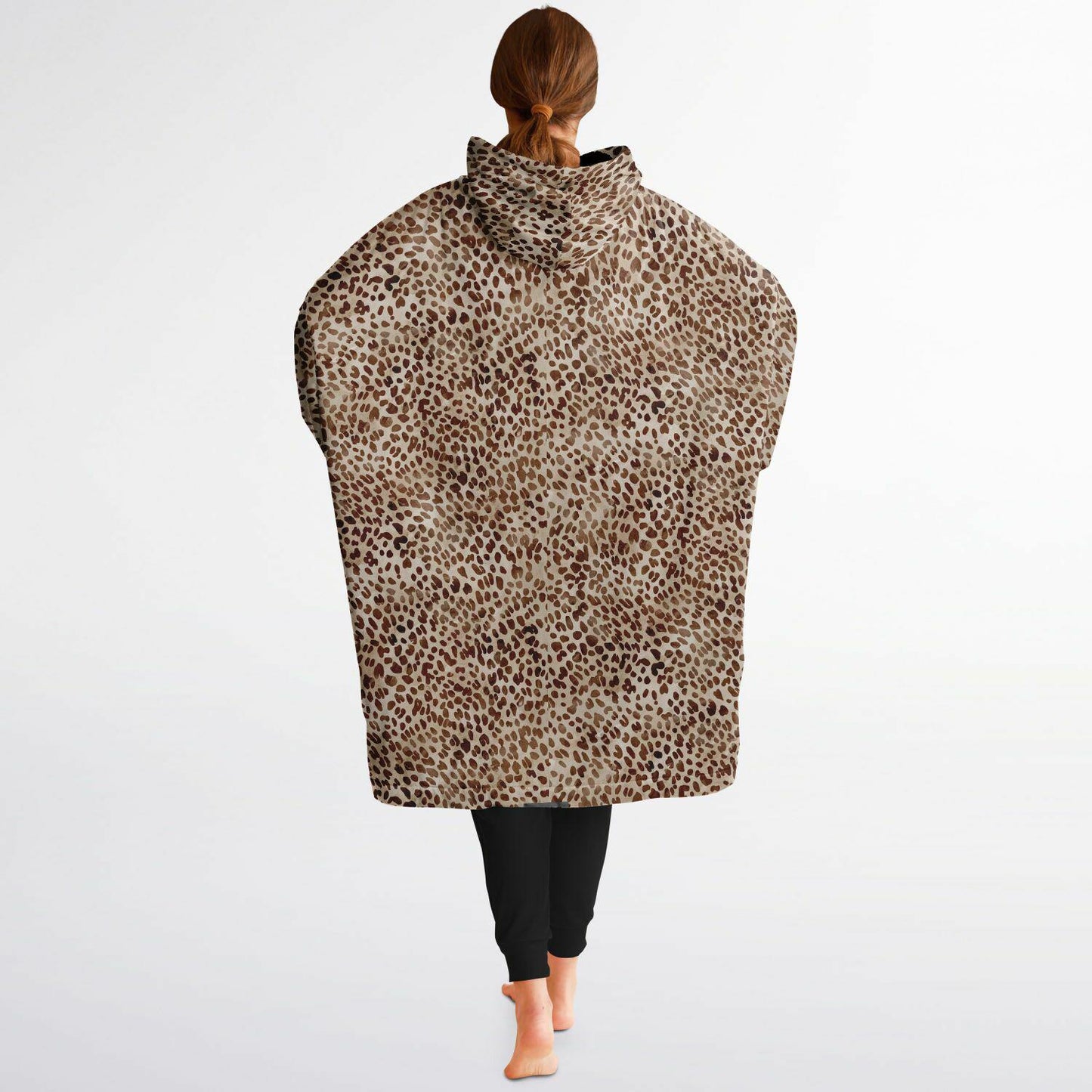 Unisex Cute Leopard Print Snug Hoodie,Printed Hooded Blanket with Sleeves, Lounge Wear, All Over Print Hoodie, Birthday Gift,Christmas Gifts