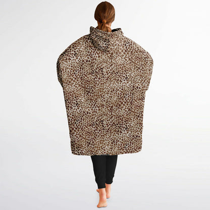 Unisex Cute Leopard Print Snug Hoodie,Printed Hooded Blanket with Sleeves, Lounge Wear, All Over Print Hoodie, Birthday Gift,Christmas Gifts