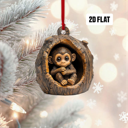 Monkey 2D Flat Ornament, Monkey Rearview Mirror Car Accessories, Monkey Christmas Ornament, Monkey Ornament, Holiday Gift for Monkey Lover