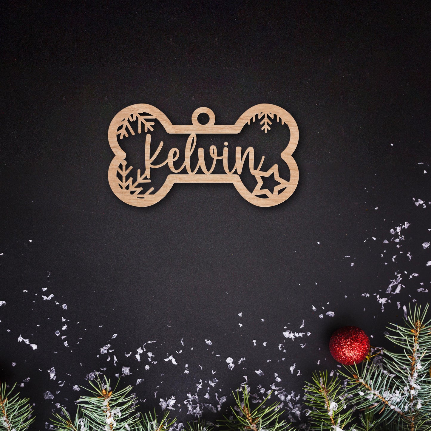 Personalized Pet Christmas Ornament: Custom Wooden Dog Paw or Bone