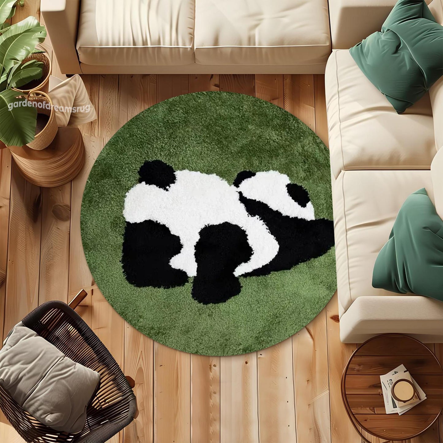 Sleeping Panda Rug, Decorative Panda Rug, Tufted Look Rug, Rugs for Living Room, Non Slip Rug, Home Decor Carpet, Gift for Housewarming