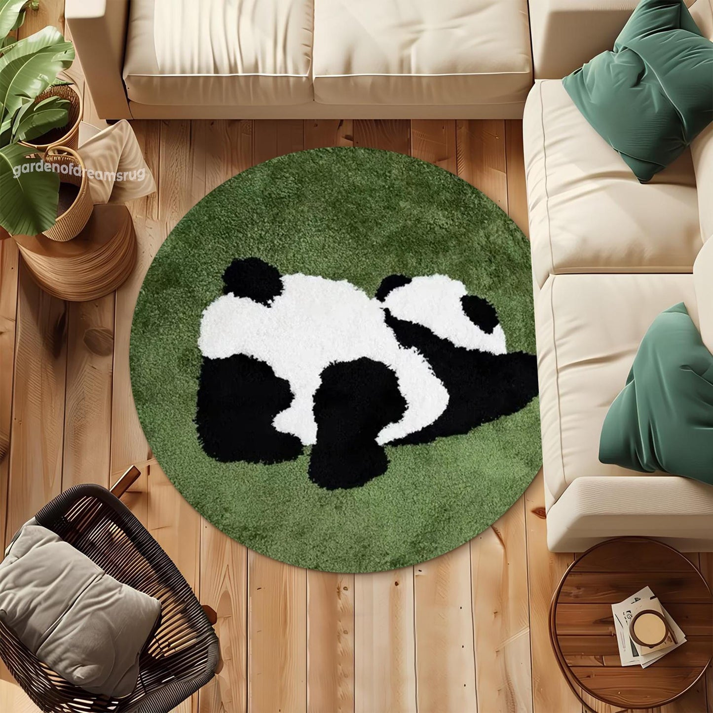 Sleeping Panda Rug, Decorative Panda Rug, Tufted Look Rug, Rugs for Living Room, Non Slip Rug, Home Decor Carpet, Gift for Housewarming