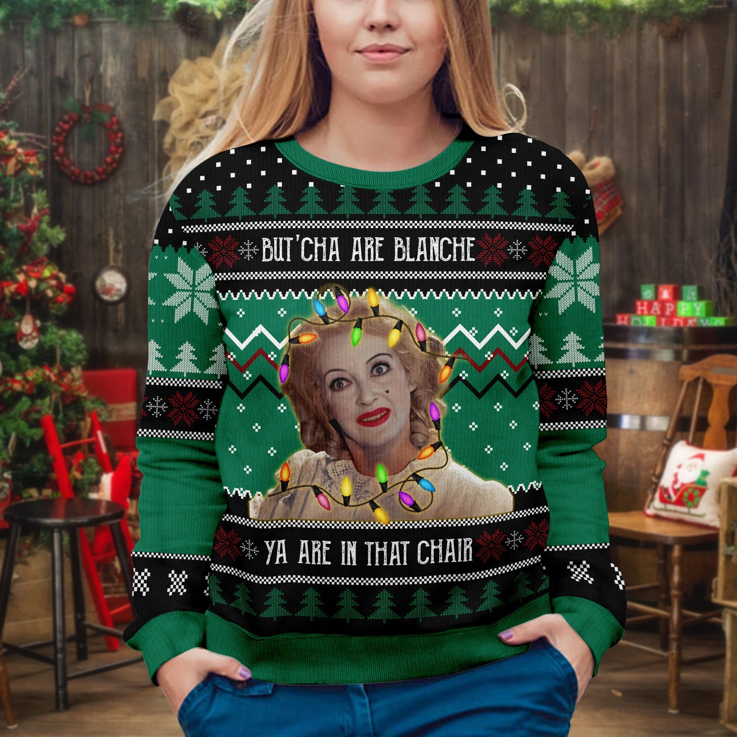 Baby Jane Christmas Ugly Sweater: Acrylic Wool Blend Holiday Sweatshirt