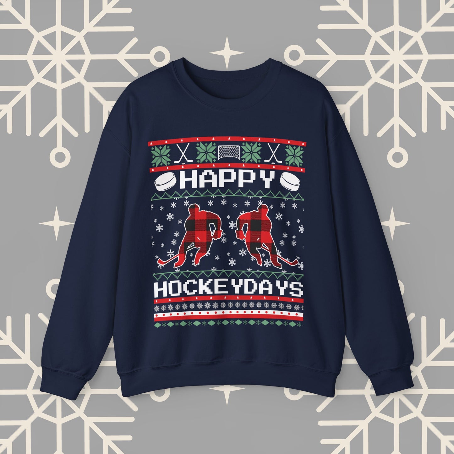 Happy Hockeydays Ugly Christmas , Hockey Christmas Sweatshirt, Holiday Ice Hockey Crewneck, Gift for Hockey Player
