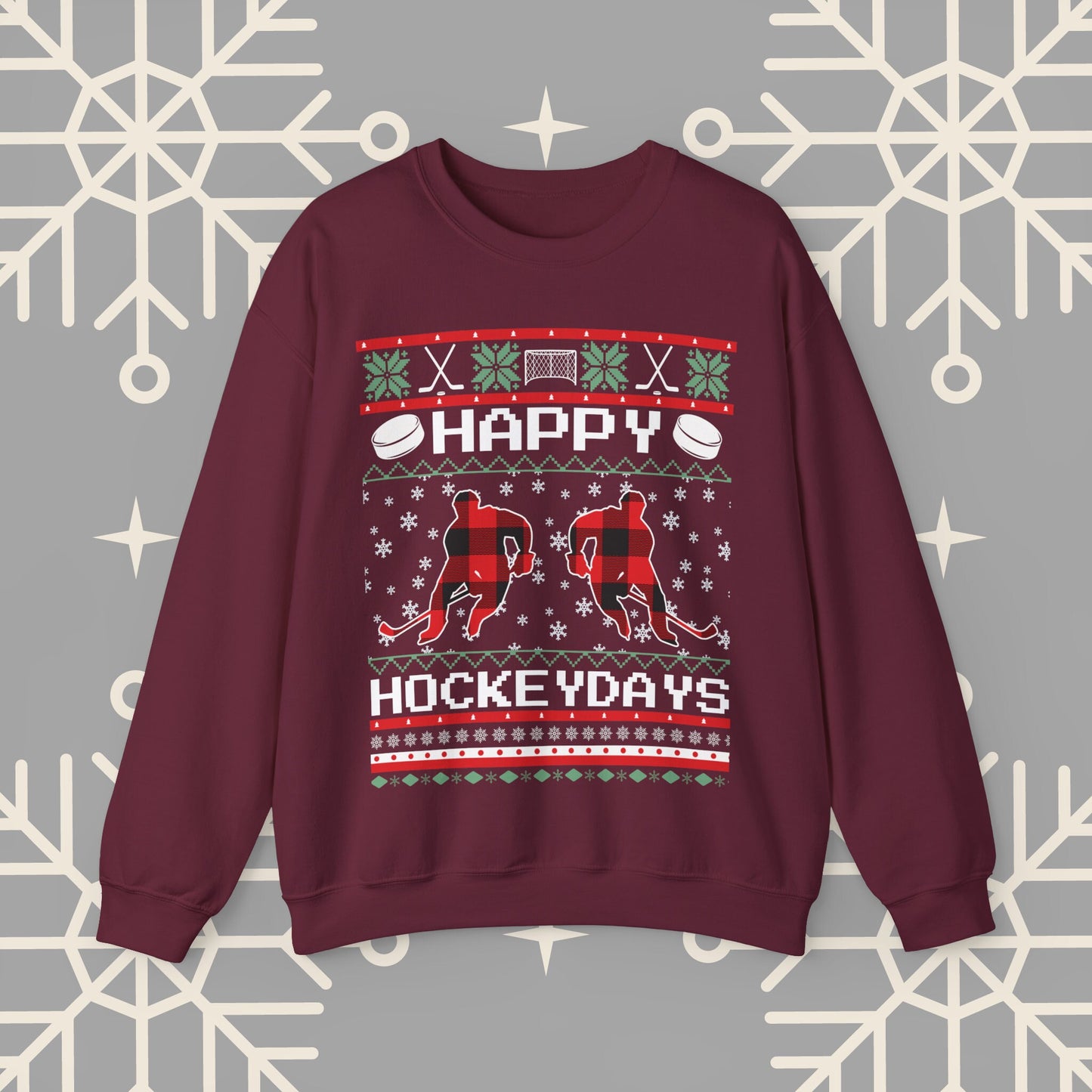 Happy Hockeydays Ugly Christmas , Hockey Christmas Sweatshirt, Holiday Ice Hockey Crewneck, Gift for Hockey Player