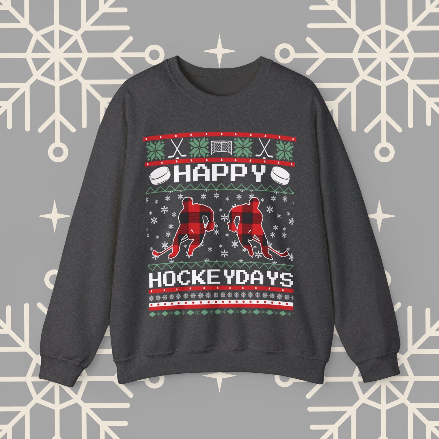 Happy Hockeydays Ugly Christmas , Hockey Christmas Sweatshirt, Holiday Ice Hockey Crewneck, Gift for Hockey Player