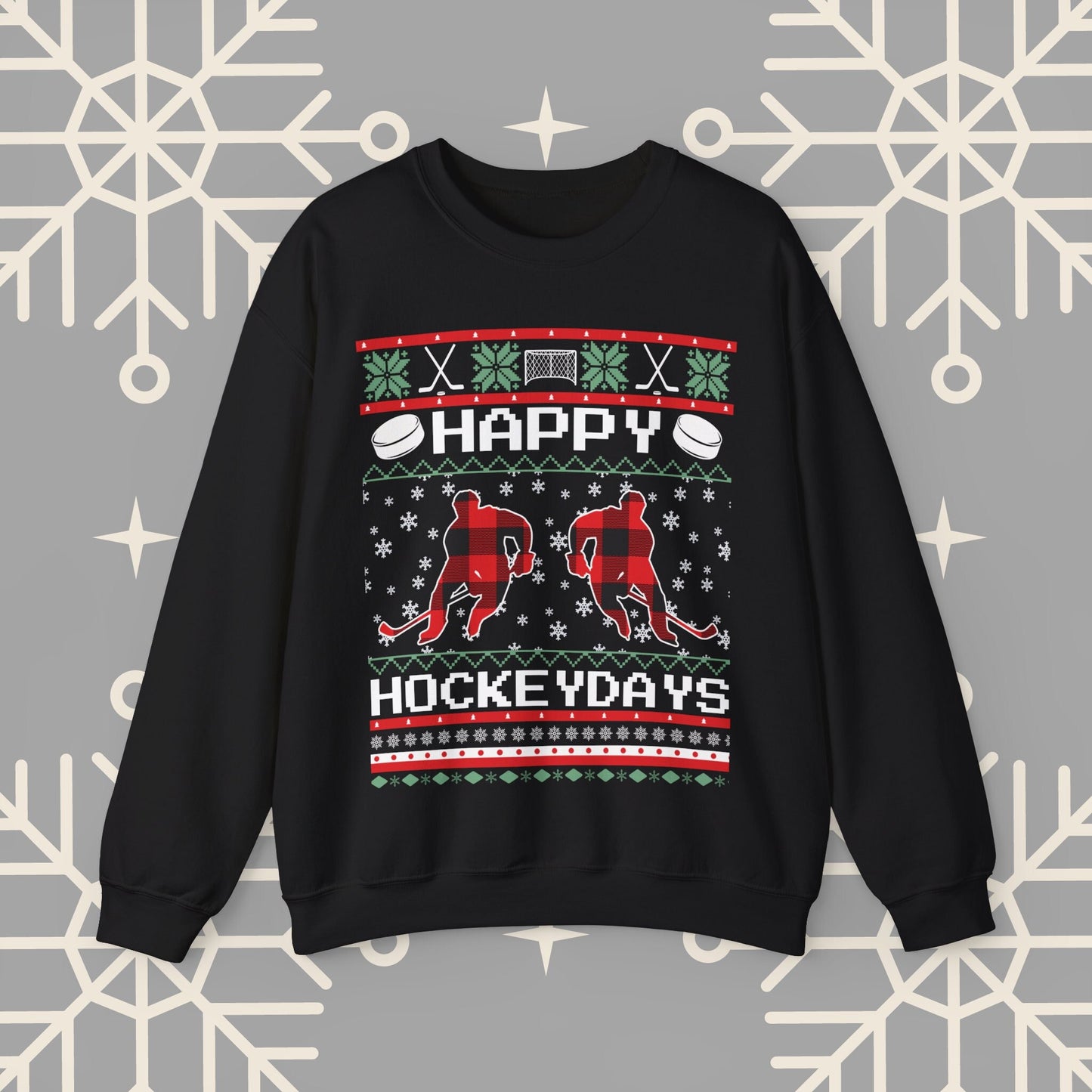 Happy Hockeydays Ugly Christmas , Hockey Christmas Sweatshirt, Holiday Ice Hockey Crewneck, Gift for Hockey Player