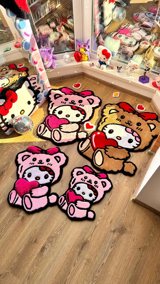 3D Fluffy Bear Hug Rug – Custom 3D Tufted Carpet, Puffy Handmade Rug, Cute Kawaii Gift, Fluffy Bedroom Floor Mat for Girls Room
