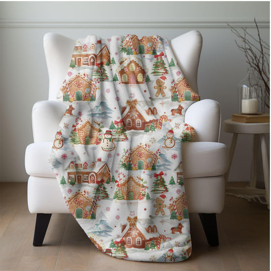 Christmas Blanket Gingerbread Village Fleece Throw Blanket Christmas Home Decor Gingerbread House Decor Christmas Gift Family Friends Host