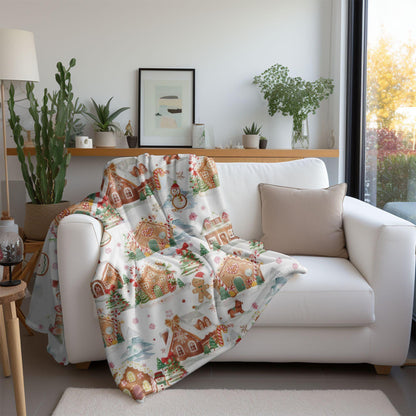 Christmas Blanket Gingerbread Village Fleece Throw Blanket Christmas Home Decor Gingerbread House Decor Christmas Gift Family Friends Host