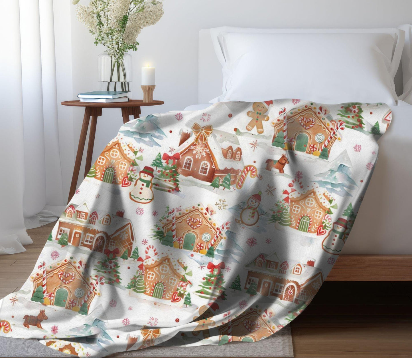 Christmas Blanket Gingerbread Village Fleece Throw Blanket Christmas Home Decor Gingerbread House Decor Christmas Gift Family Friends Host