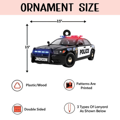 Personalized Police Car 2D Flat Ornament, Police Man Christmas Ornament, Custom Name Christmas Ornaments, Police Ornament Gift for Dad