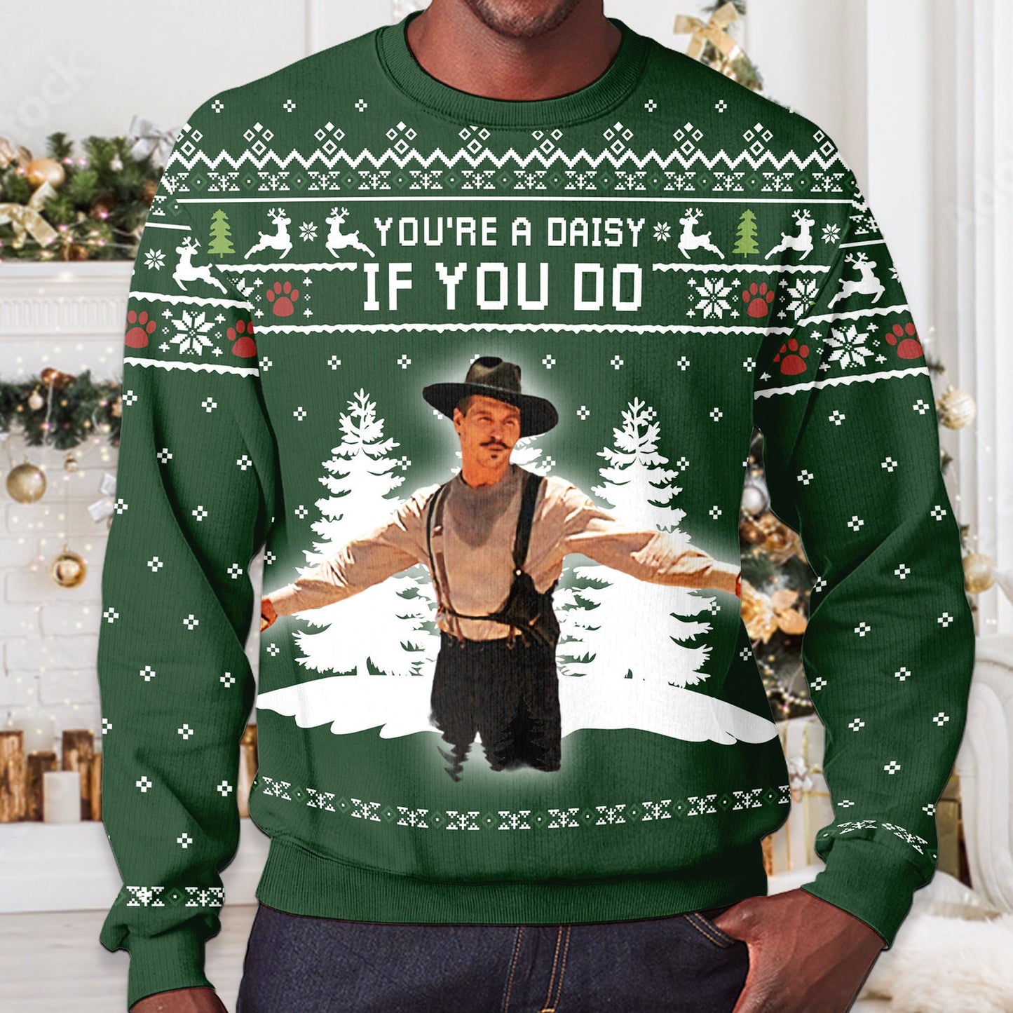 You're A Daisy Ugly Christmas Sweater: Retro 80s Movie Quote Crewneck