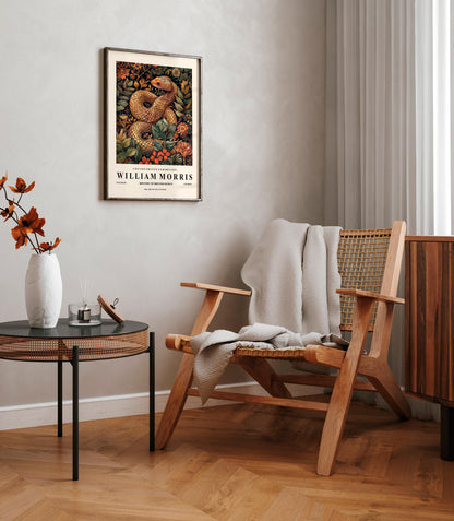 William Morris Snake Print: Dark Botanical Floral Art