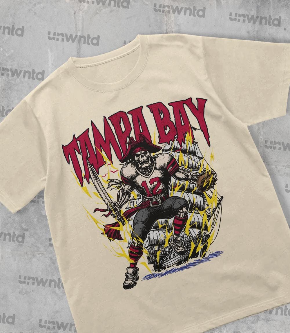 Tampa Bay Football Shirt - Graphic Tees - Skeleton Shirt - Merch Tee - Gift Shirt - Bootleg Shirt - Skeleton Football Shirt - Buccaneers