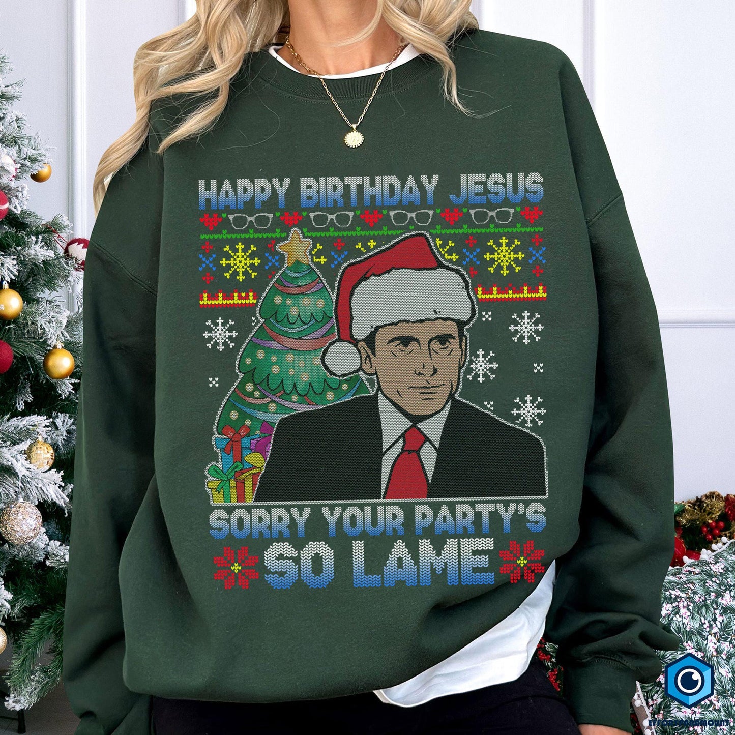 Michael Scott Happy Birthday Jesus Ugly Christmas sweatshirt, Sorry Your Party's So Lame, Michael Scott Lovers Shirt, The Office Shirt