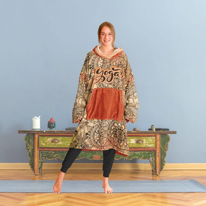 Yoga Oversize Cuddle Hoodie: Mandala Orange Hooded Blanket