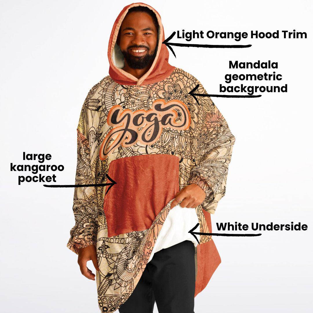 Yoga Oversize Cuddle Hoodie: Mandala Orange Hooded Blanket