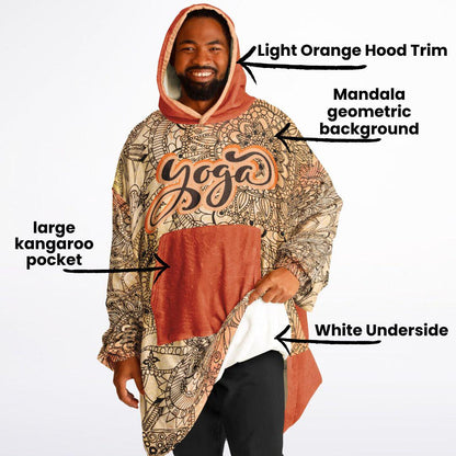 Yoga Oversize Cuddle Hoodie: Mandala Orange Hooded Blanket