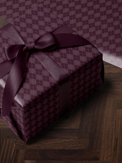 Argyle Purple Wrapping Paper Birthday Purple Plaid Gift Wrap Mom Anniversary Gift for Her Vintage Wrapping Paper Craft Decoupage Paper