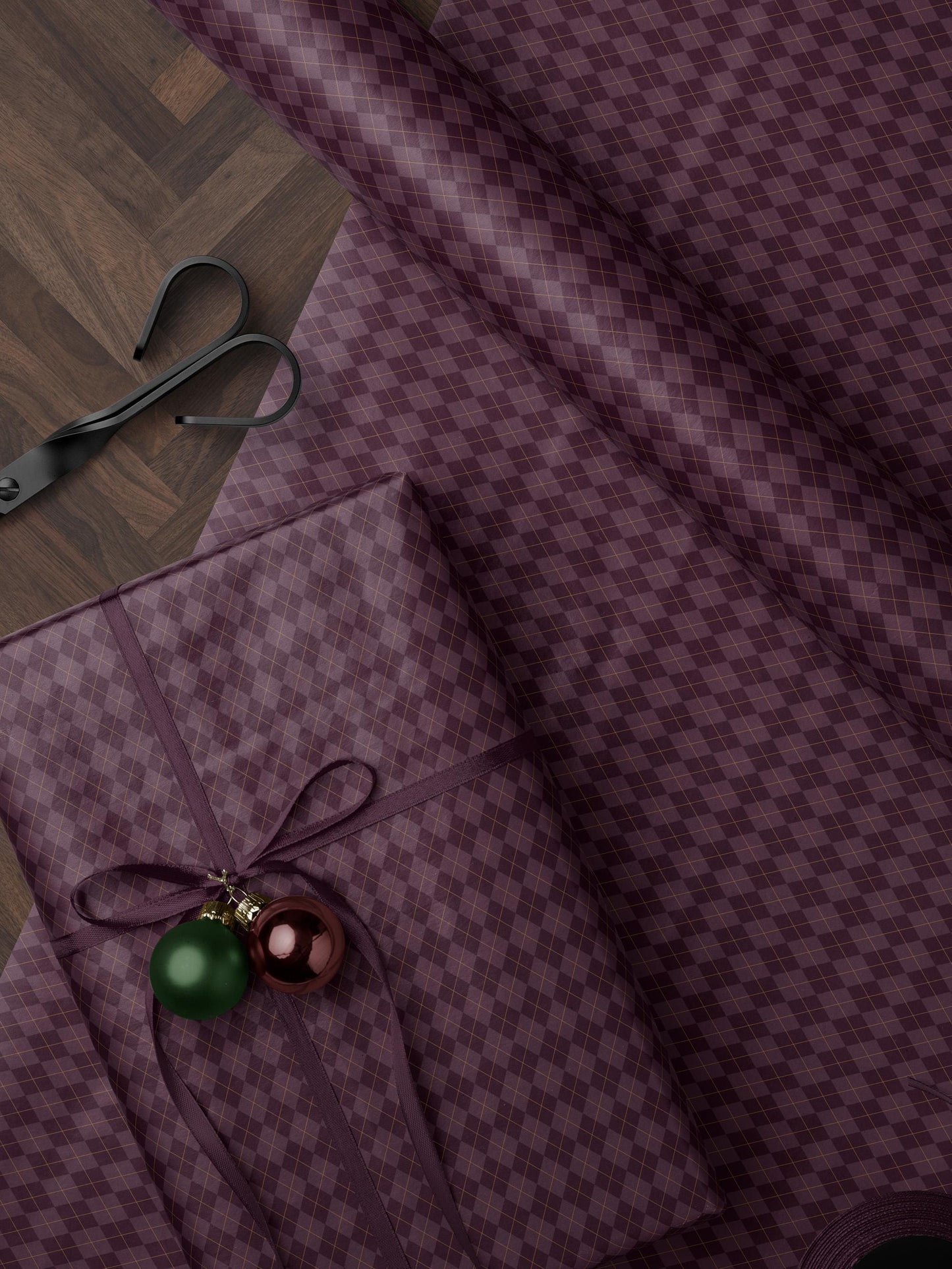 Argyle Purple Wrapping Paper Birthday Purple Plaid Gift Wrap Mom Anniversary Gift for Her Vintage Wrapping Paper Craft Decoupage Paper