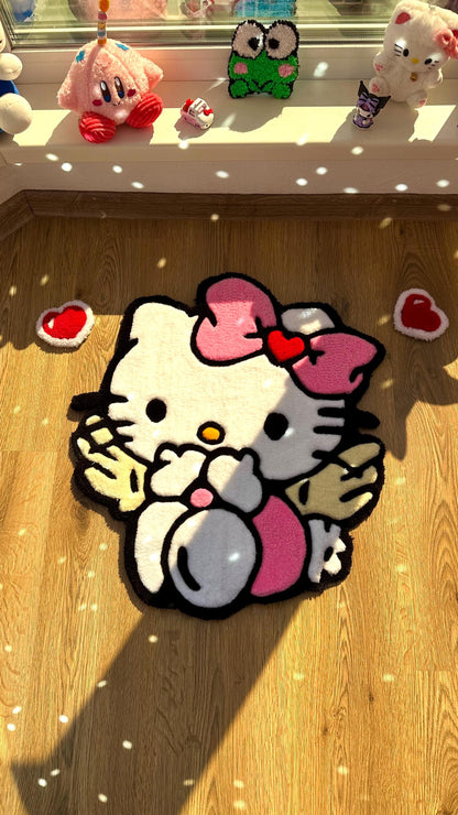 Angel Pink Tufting Rug – Custom Tufted Fluffy Carpet, Handmade Decor for Girls Room, Kawaii Cloud Rug, Cute Gift Idea for Her