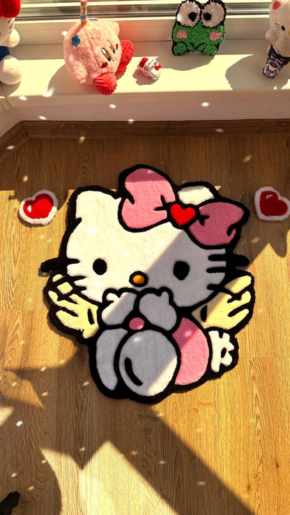 Angel Pink Tufting Rug – Custom Tufted Fluffy Carpet, Handmade Decor for Girls Room, Kawaii Cloud Rug, Cute Gift Idea for Her