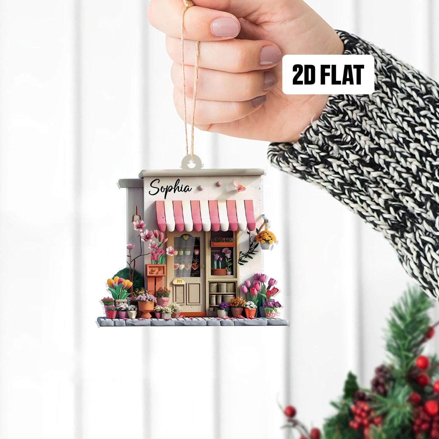 Personalized Florist 2D Flat Ornament, Custom Flower Shop Ornament, Florist Gift, Flower Shop Christmas Ornament, Gift For Christmas 2024
