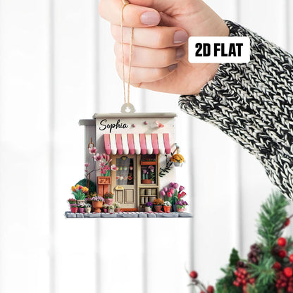 Personalized Florist 2D Flat Ornament, Custom Flower Shop Ornament, Florist Gift, Flower Shop Christmas Ornament, Gift For Christmas 2024
