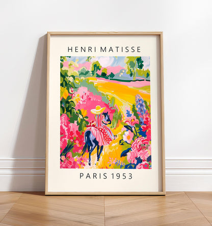 Horse rider Mexican art, Floral countryside decor, Matisse print, Dopamine decor, Pink summer vibes