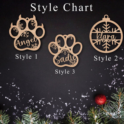 Custom Wooden Christmas Ornament: Personalized Name, Pet Paw