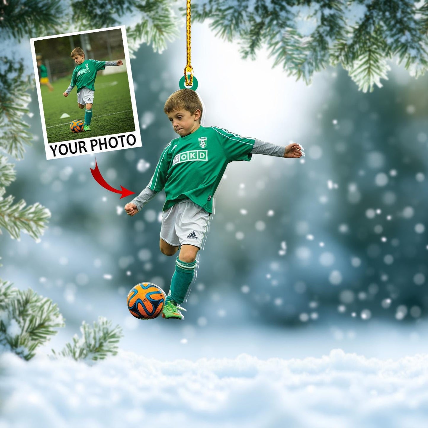 Christmas Ornament Photo Gift, Personalized Ornament, Soccer Player Kids Ornament, Acrylic Picture Ornament, Family Ornaments 2024