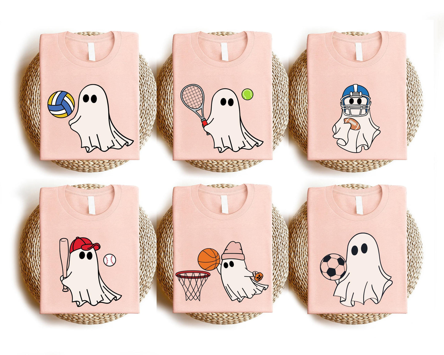 Ghost Sport Halloween Shirt, Kids Matching Horror Shirt, School Halloween Party Shirt,  Basketball Halloween Shirt, Spooky Football Tee